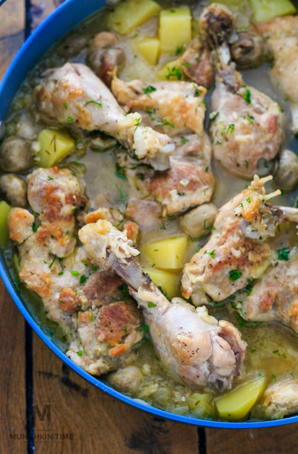 One-Pot Meal French Chicken Fricassee Recipe - Munchkin Time