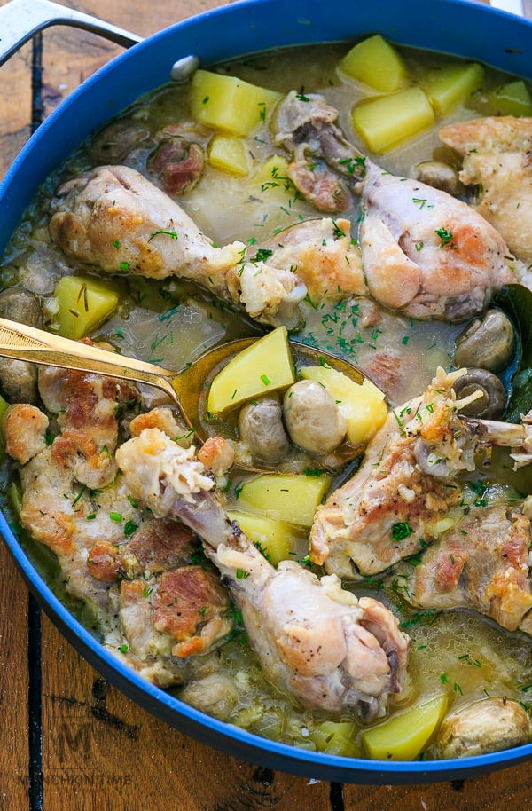 One-Pot Meal French Chicken Fricassee Recipe - Munchkin Time