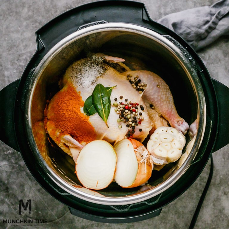 Quick Instant Pot Chicken Bone Broth - Munchkin Time