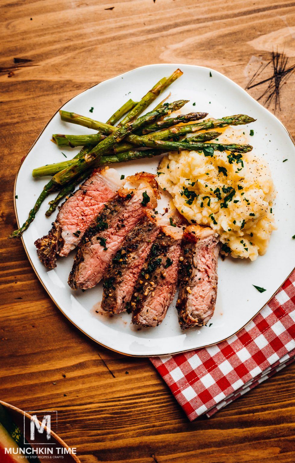 Best New York Strip Steak Grill Recipe with Asparagus - Munchkin Time