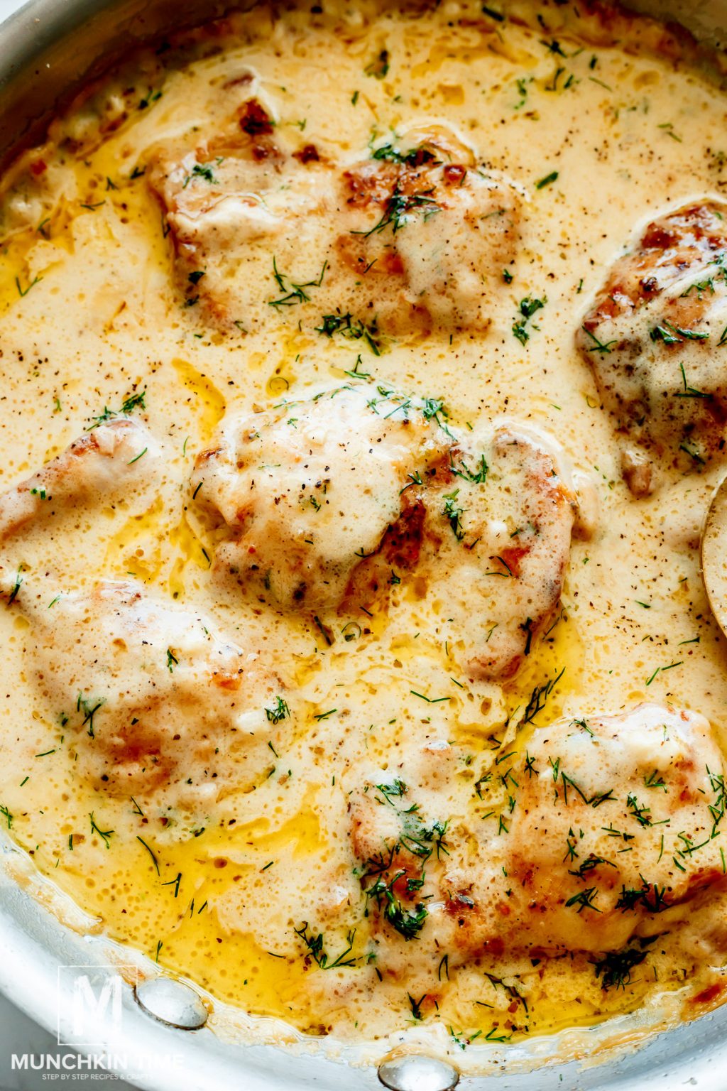 Creamy Oven Baked Chicken Thighs - Munchkin Time