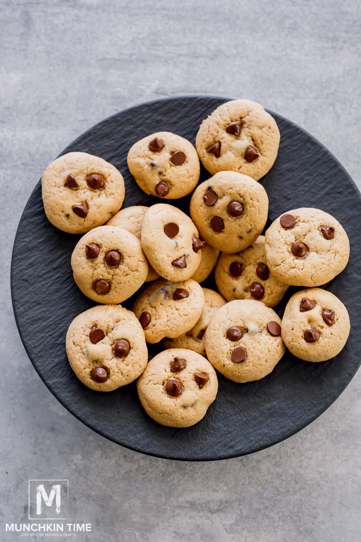 Soft Chocolate Chip Cookies on a plate.