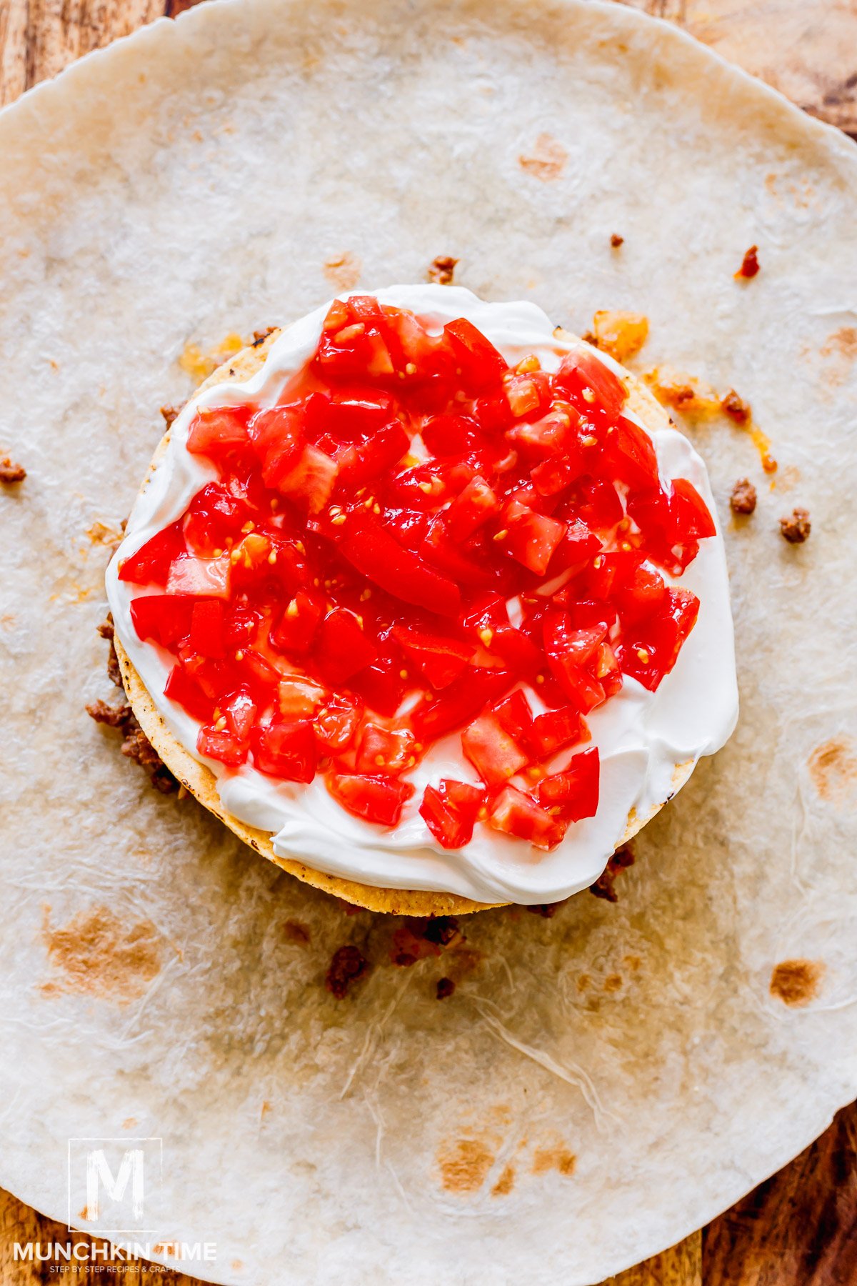 Tomatoes added to the sour cream.