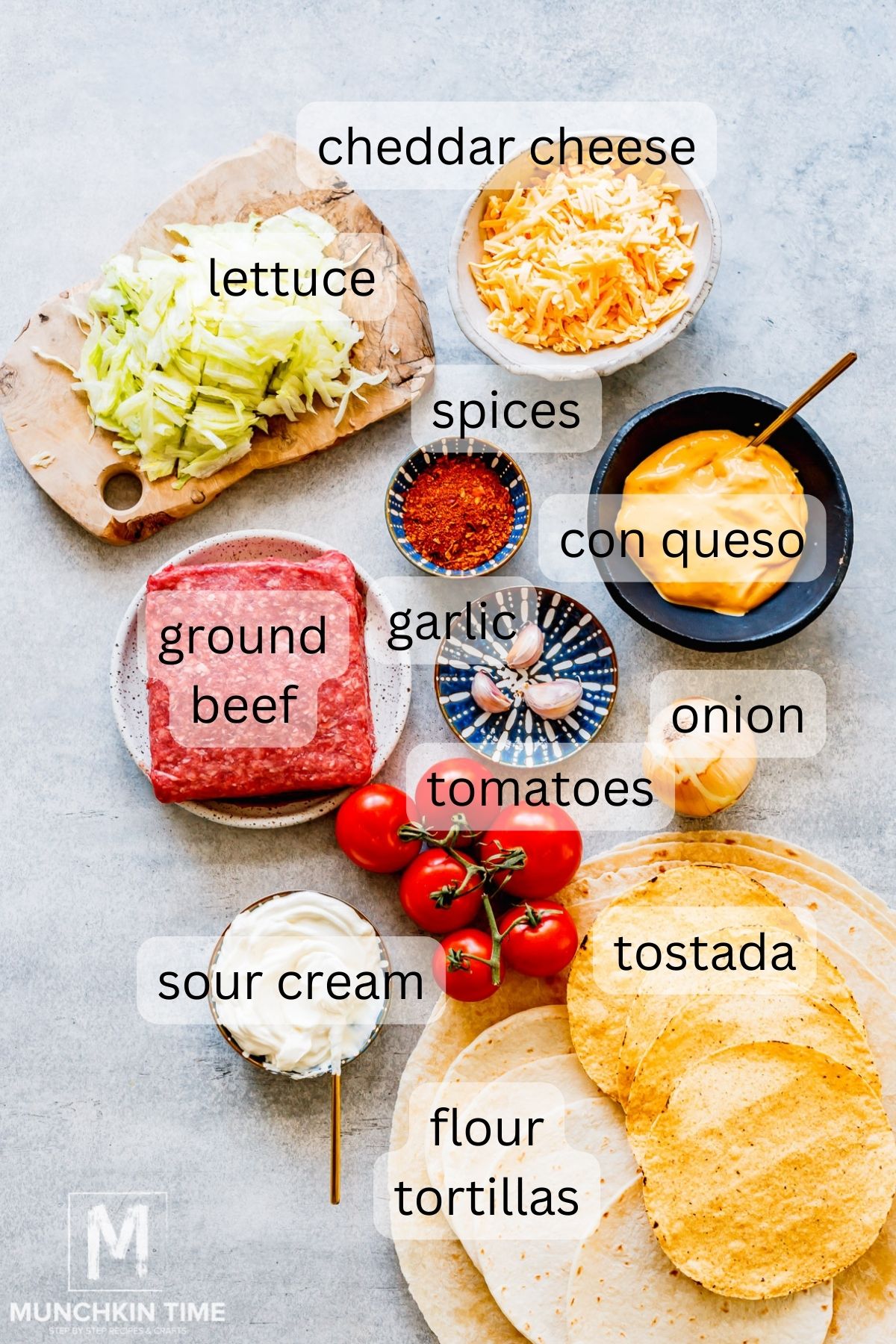 ingredients to make taco bell crunch wrap.