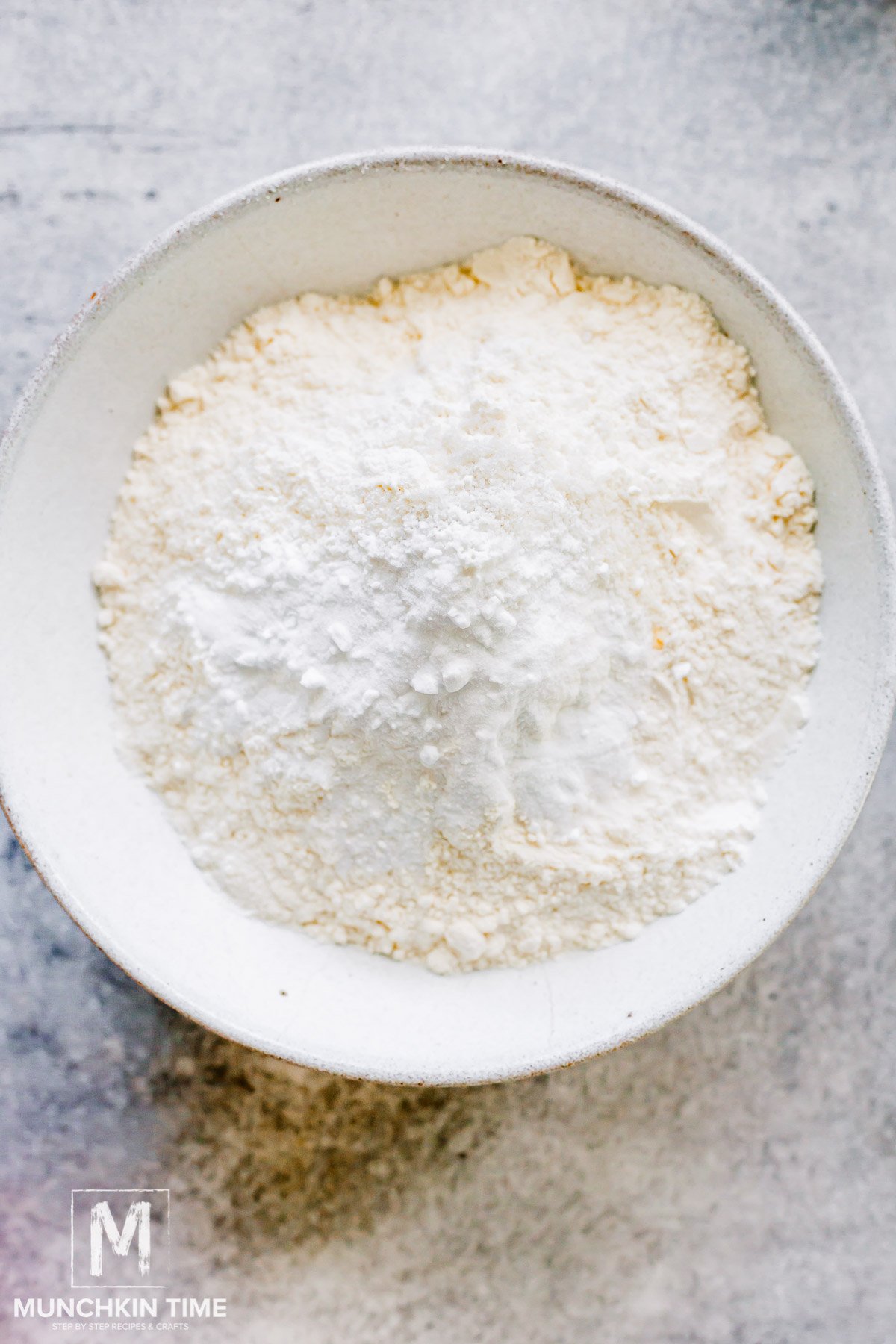 Dry ingredients in the bowl.