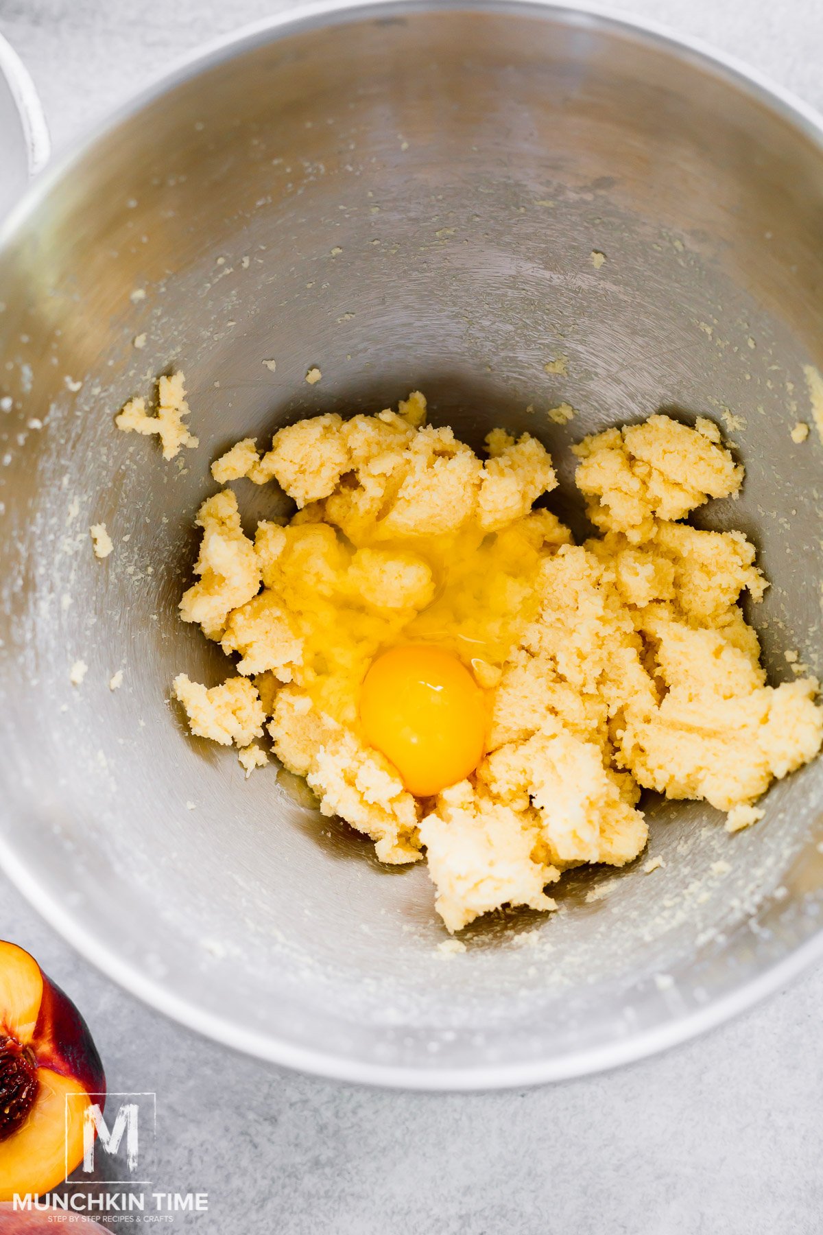 Egg added to the butter sugar mixture.