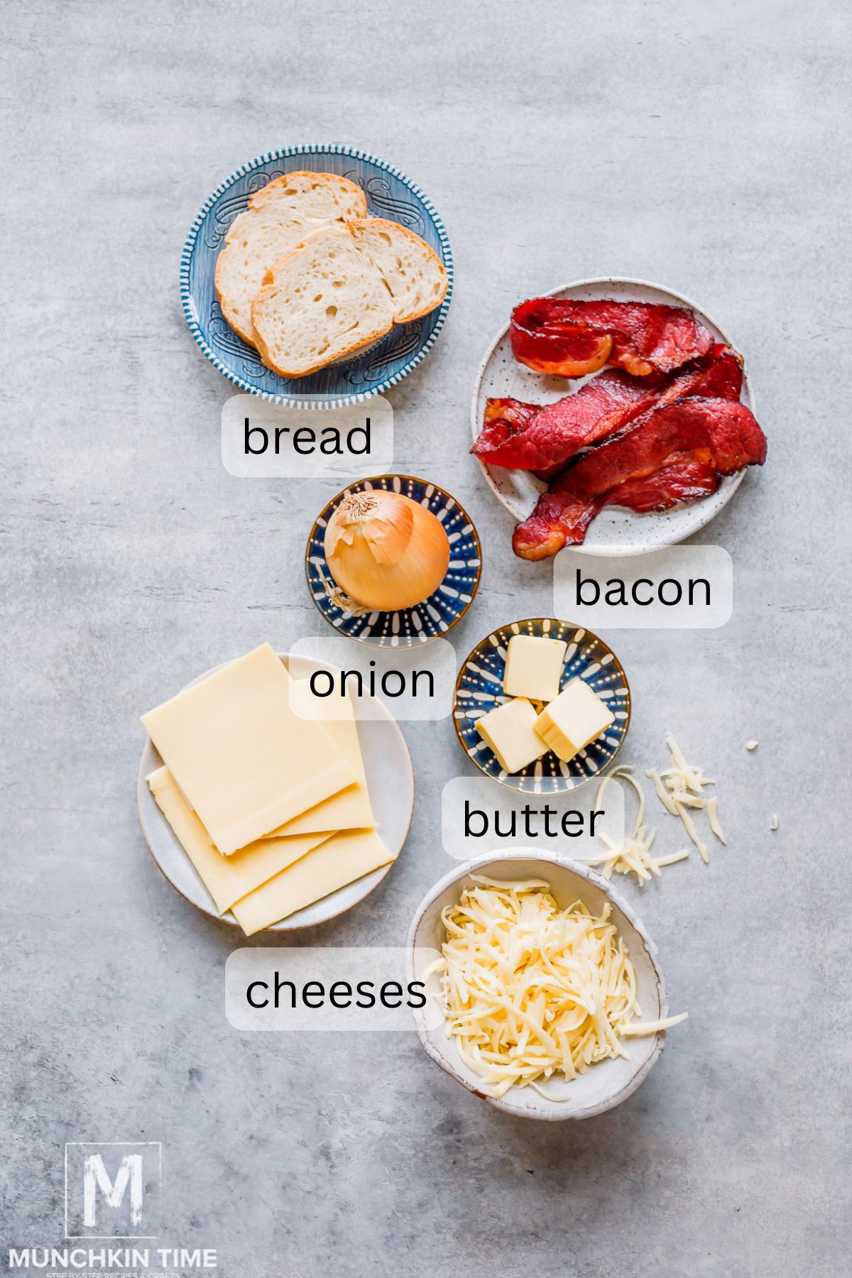 Ingredients for Grilled Cheese Sandwich with Bacon