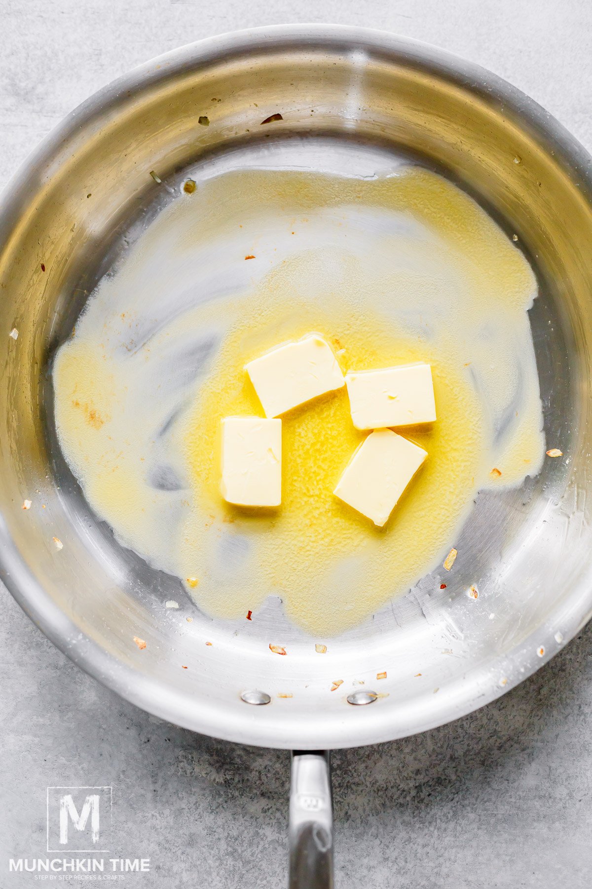 butter melting in a skillet.