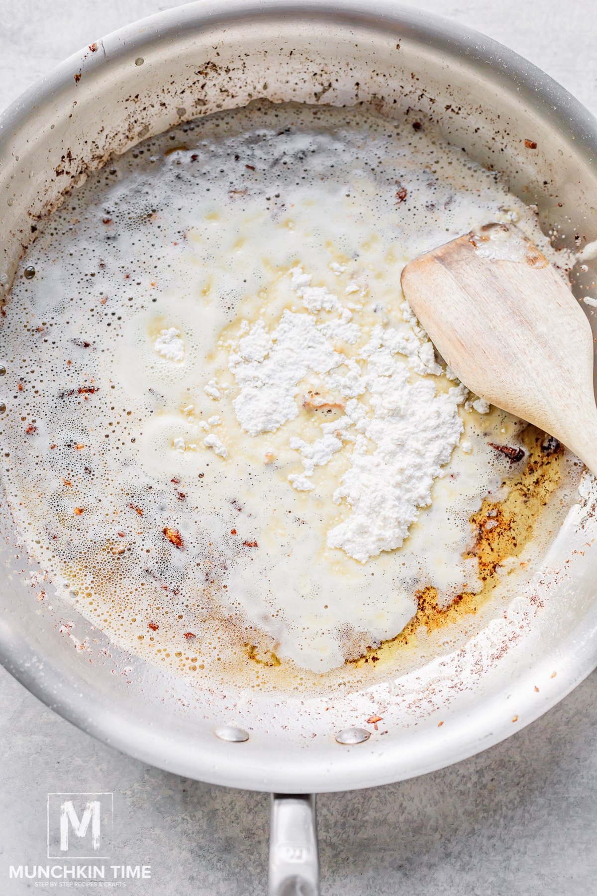 flour cooking with melted butter.