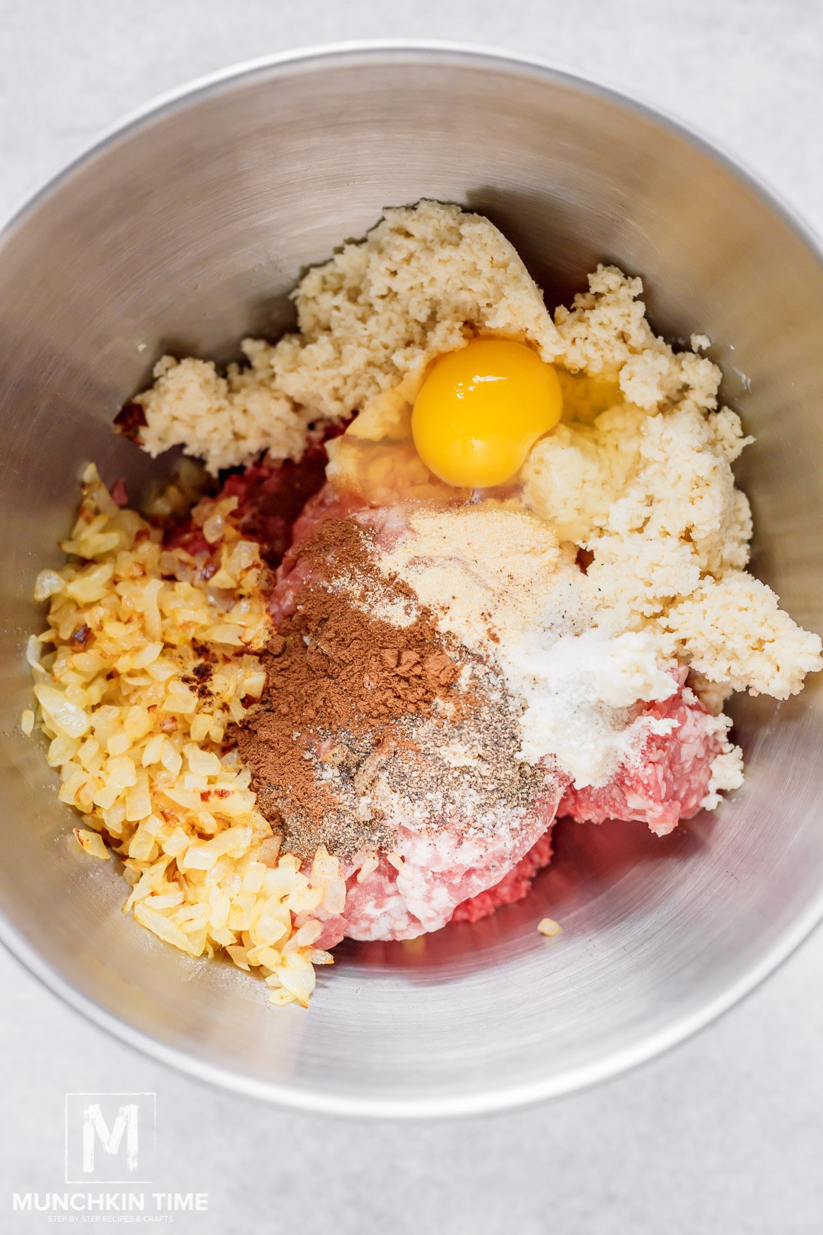 meatballs ingredients in a mixing bowl.