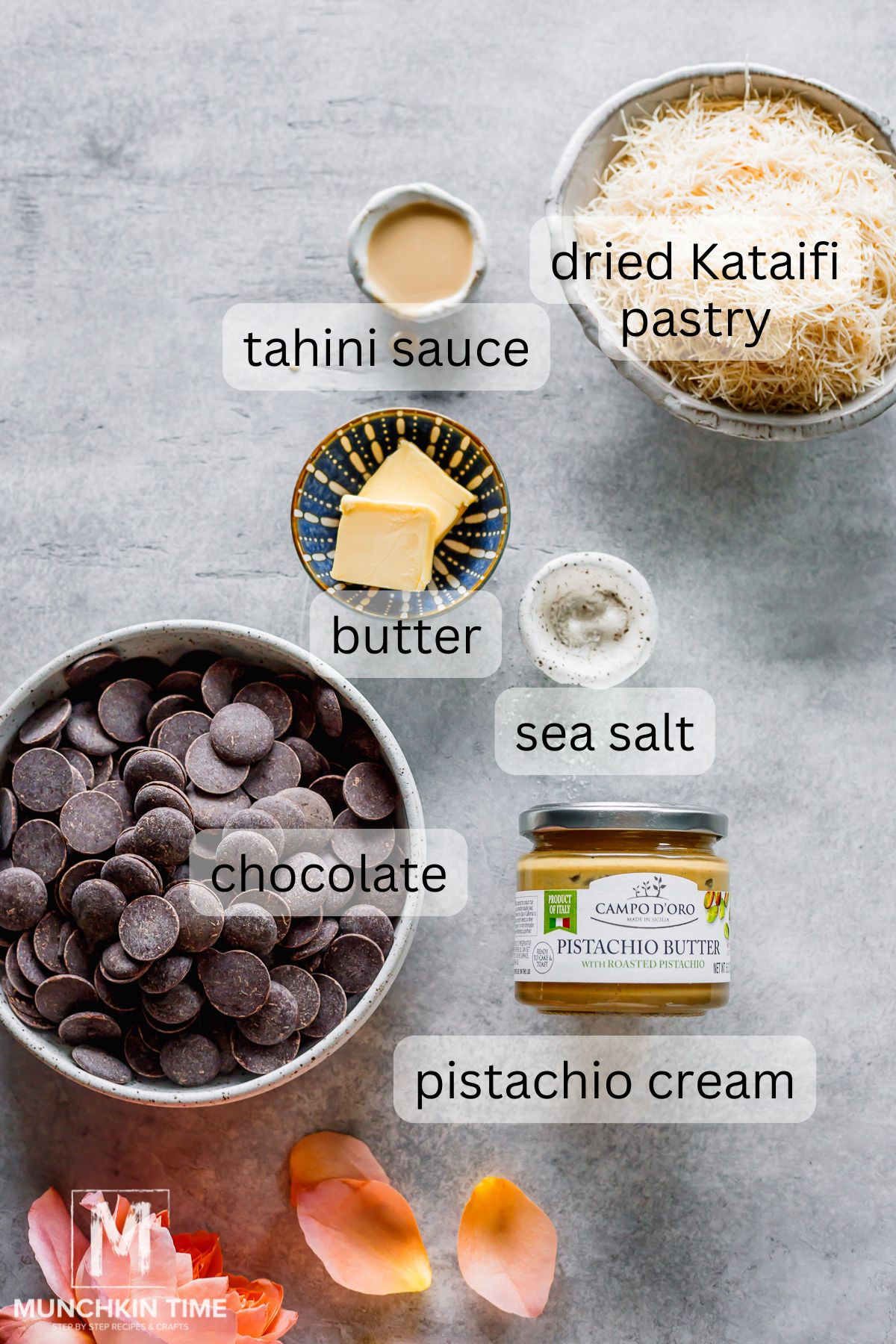 Ingredients for Dubai Pistachio Chocolate Bar